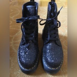 Dr Martens Molly Black Chunky Glitter Platform Boots US9 L. Preowned-Like New!